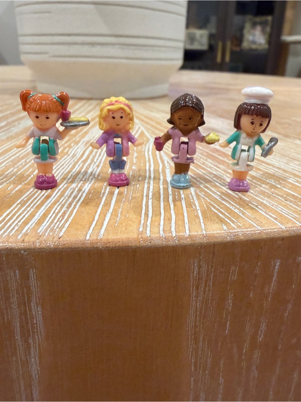Set of all 1993 Polly Pocket Lightup Pizzeria Dolls x4
